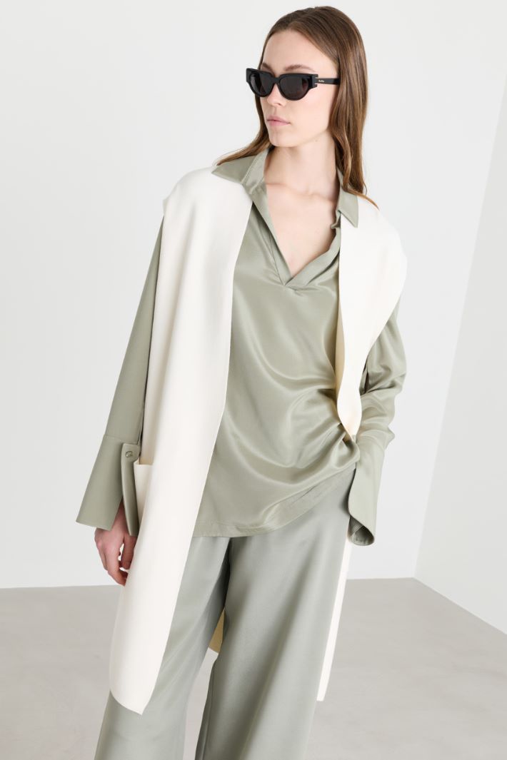 Gilet lungo con cintura - BIANCO - Intrend - 2