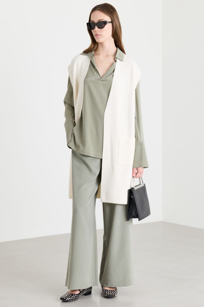 Gilet lungo con cintura - BIANCO - Intrend