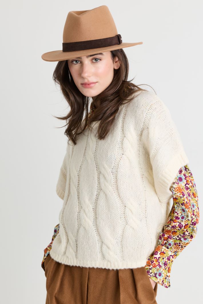 Gilet torsadé en maille duveteuse - BLANC - Intrend - 2