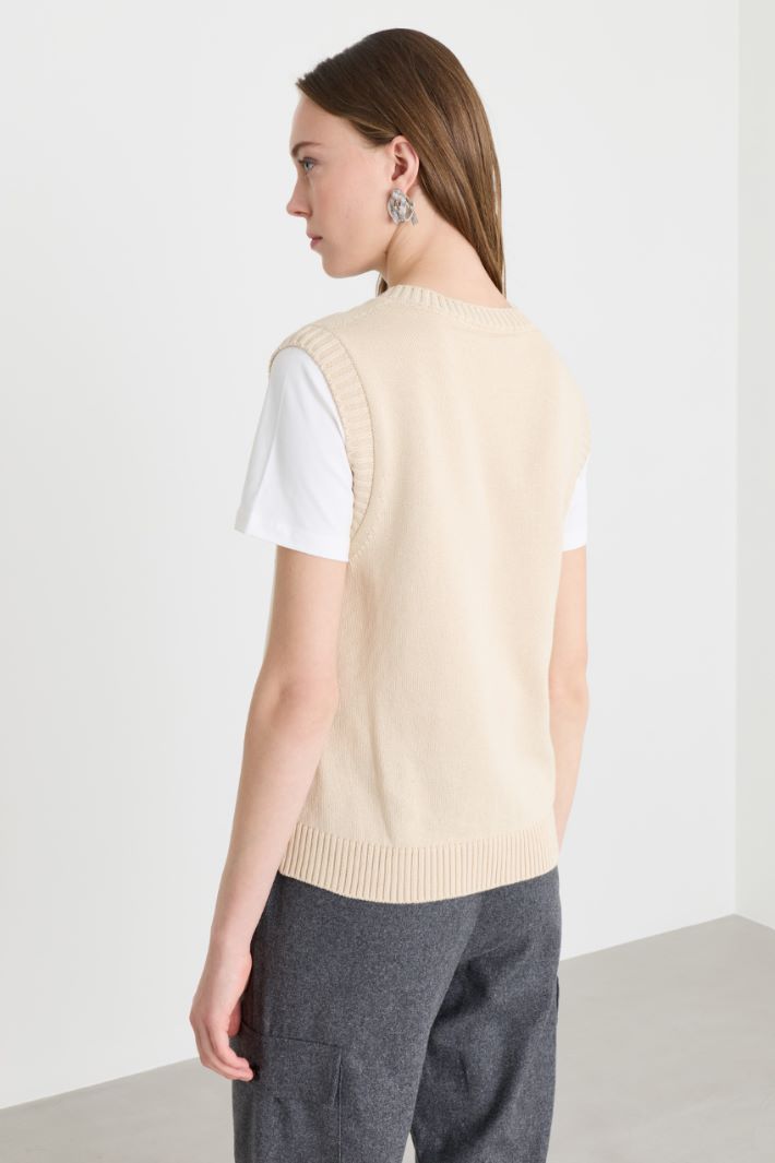 Weste mit Intarsienmuster - BEIGE BRAUN - Intrend - 4