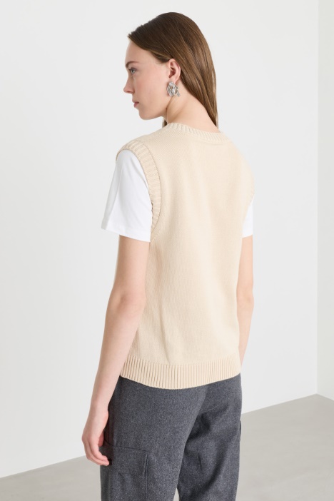 Gilet in cotone con intarsio