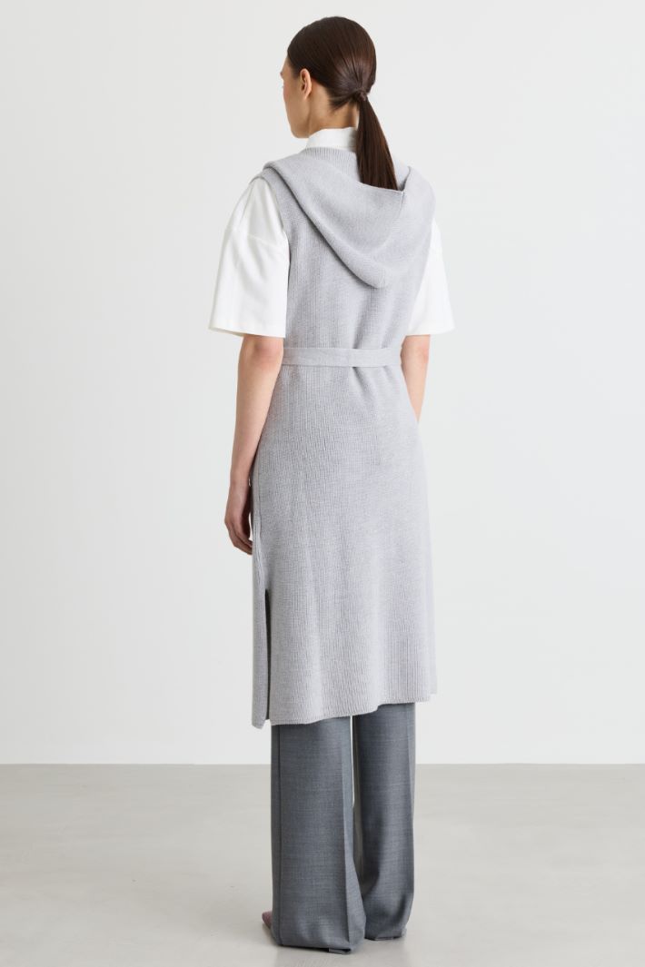 Longline knitted gilet - GREY - Intrend - 4