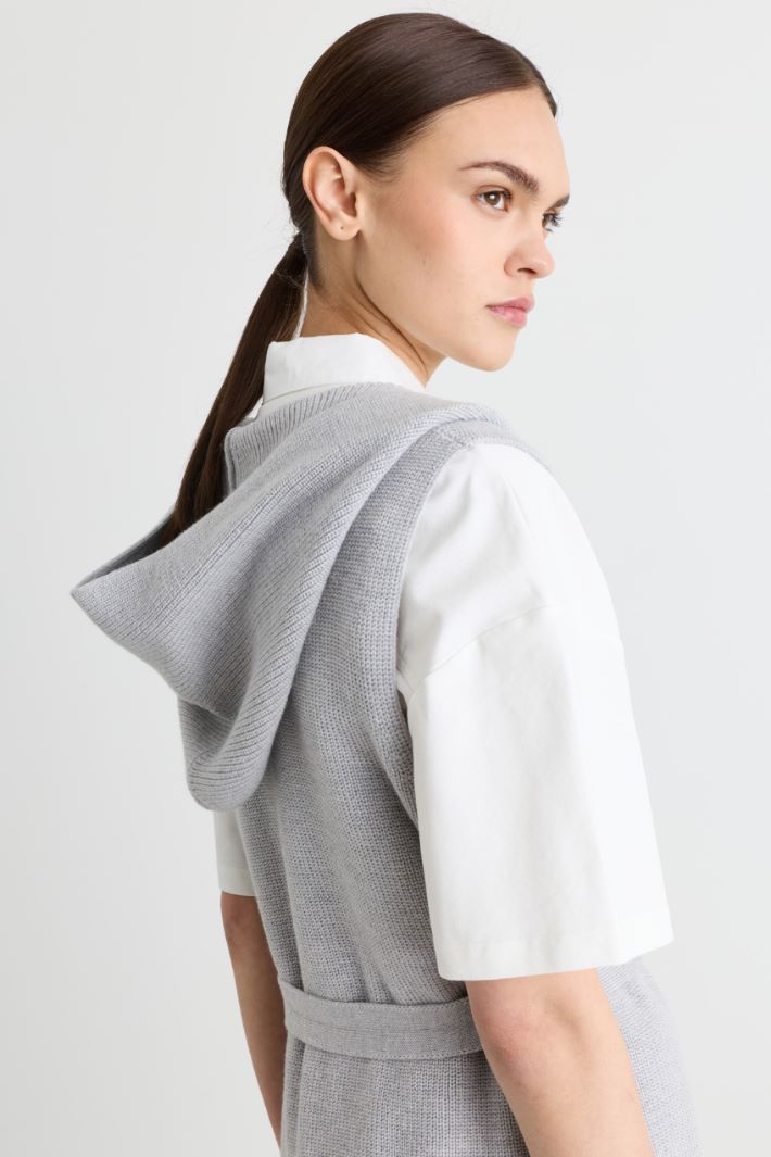 Longline knitted gilet - GREY - Intrend - 3