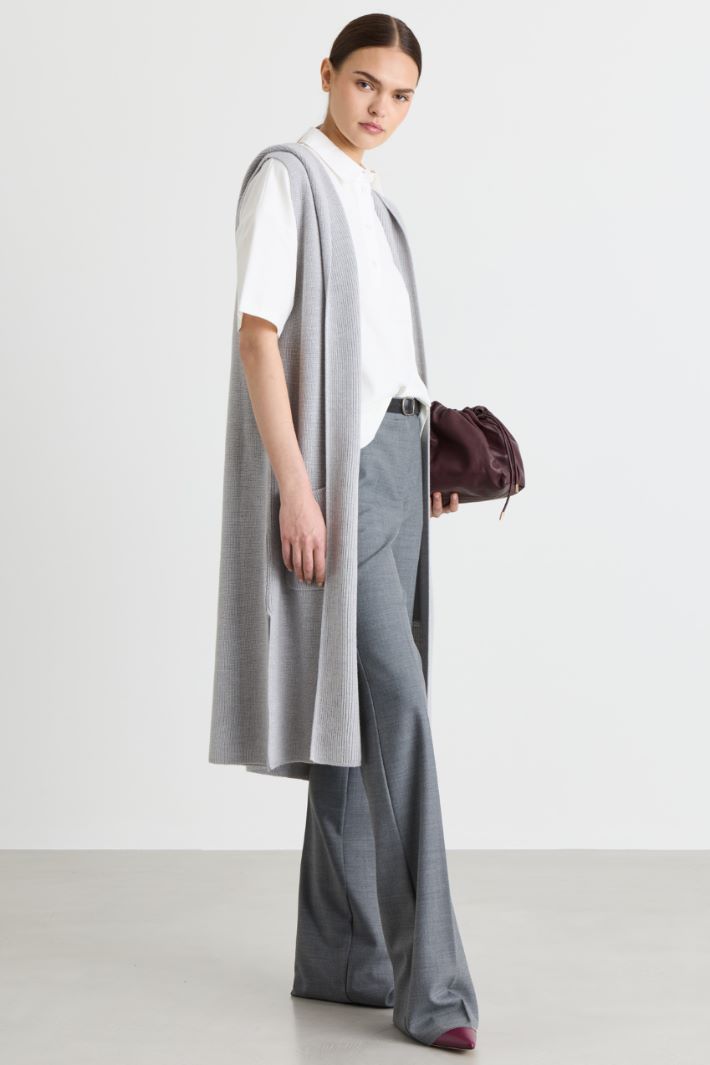 Longline knitted gilet - GREY - Intrend