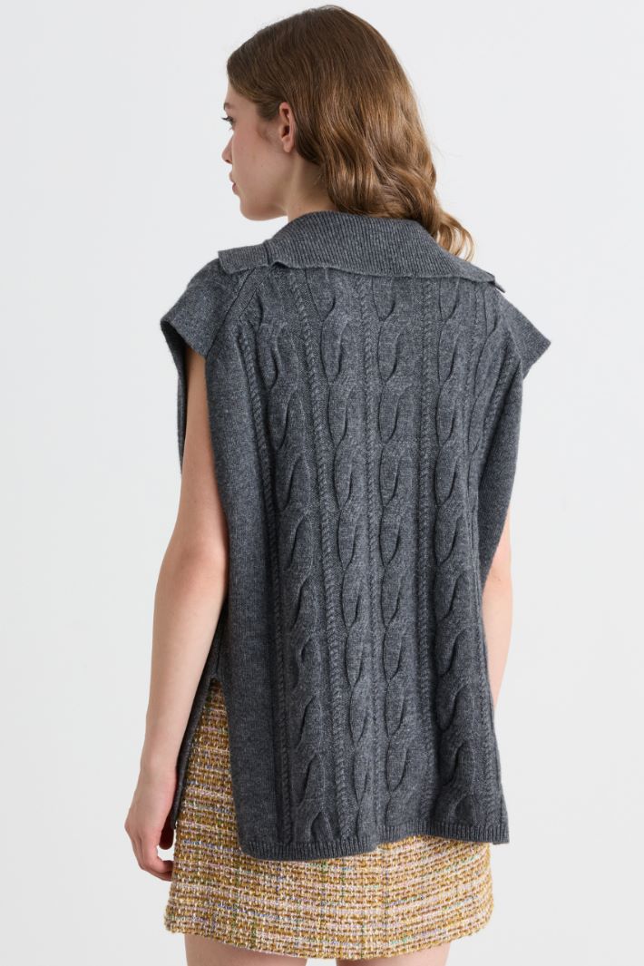 Cable-knit slipover - GREY - Intrend - 4