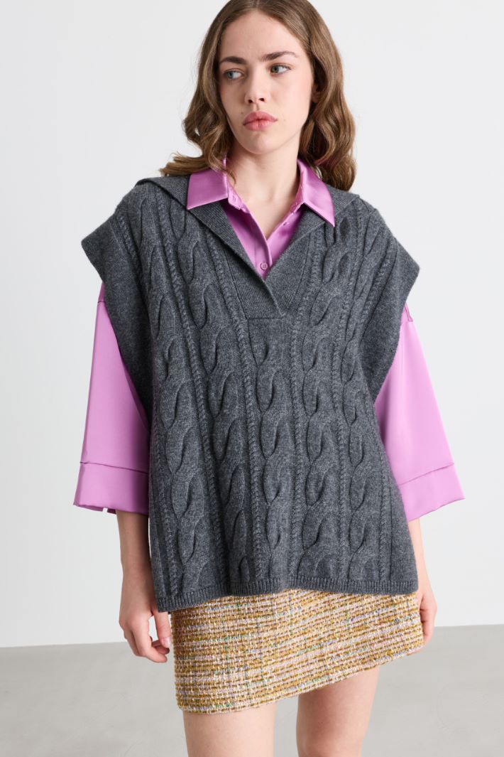 Cable-knit slipover - GREY - Intrend - 2