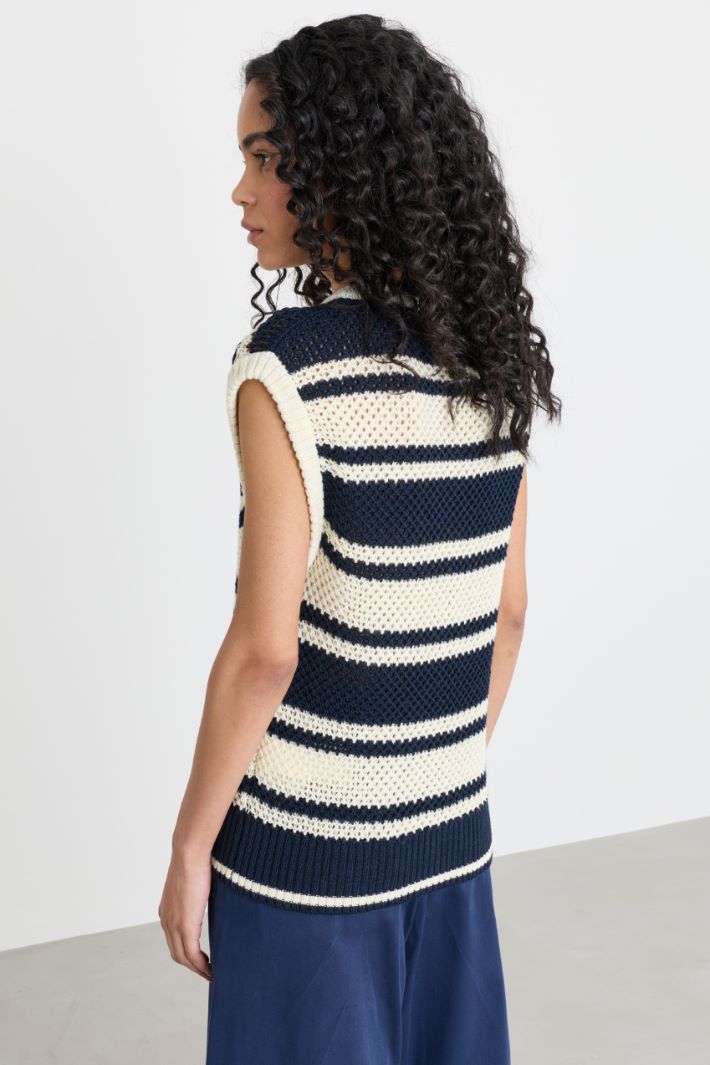 Knitted waistcoat - BLUE WHITE - Intrend - 4