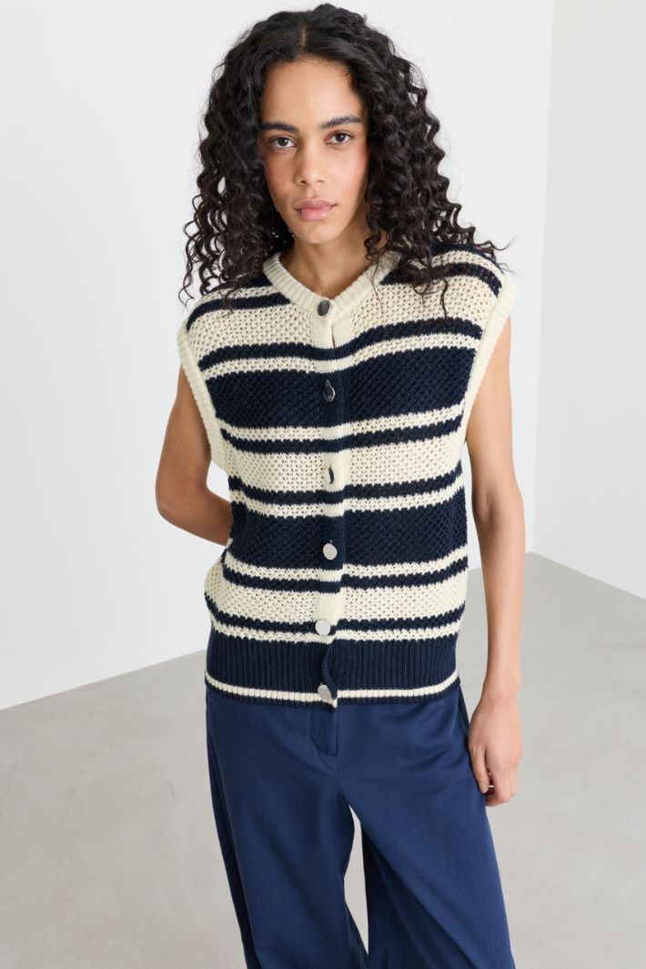 Knitted waistcoat - BLUE WHITE - Intrend - 2