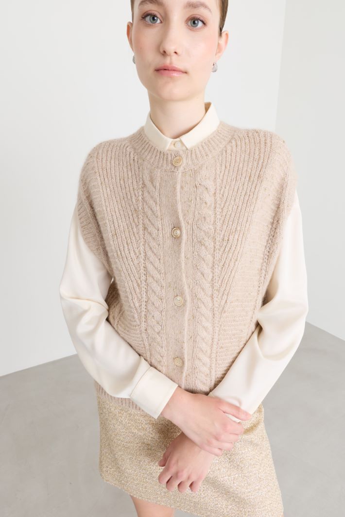 Zopfstrick-Weste - BEIGE - Intrend - 3