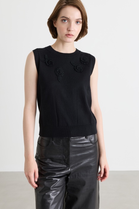 Flower-appliqué gilet - Intrend