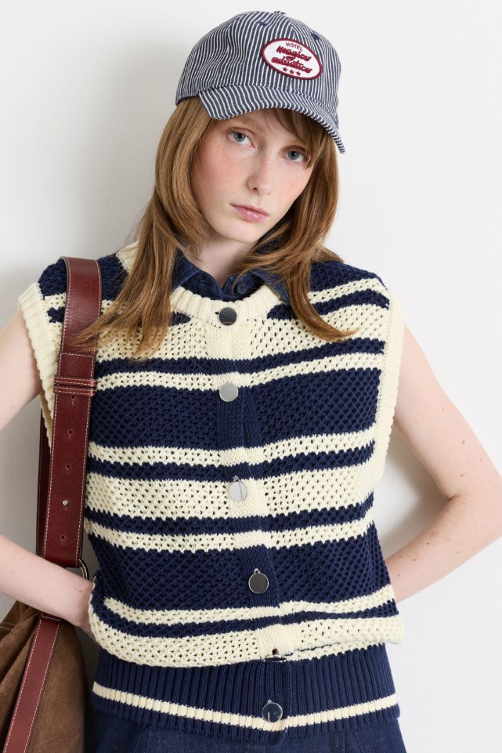 Gilet en maille - BLANC BLEU - Intrend - 2