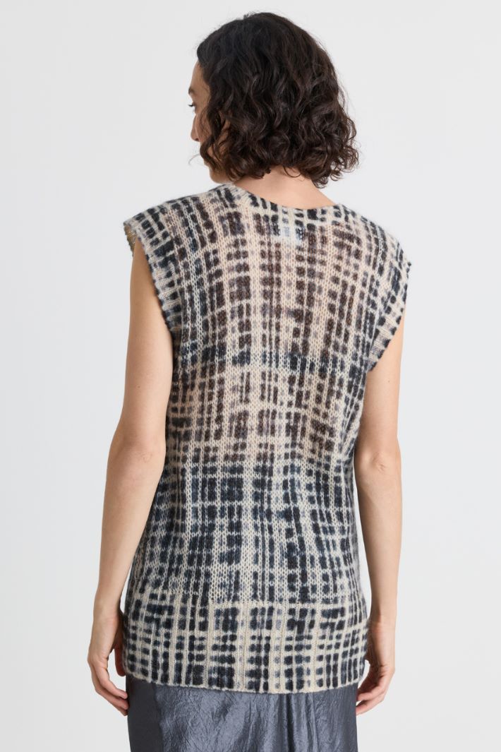 Check-Knit Gilet - WHITE BLACK - Intrend - 4