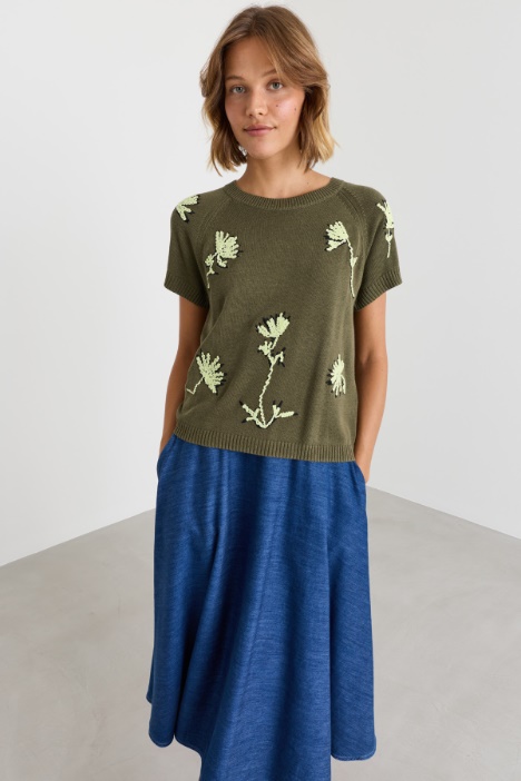 T-shirt en maille brodée - Intrend