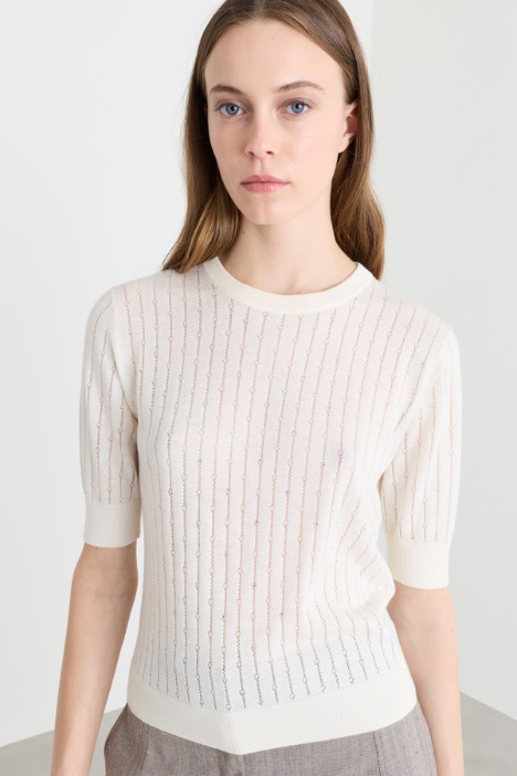 Maglia in lana e seta con strass