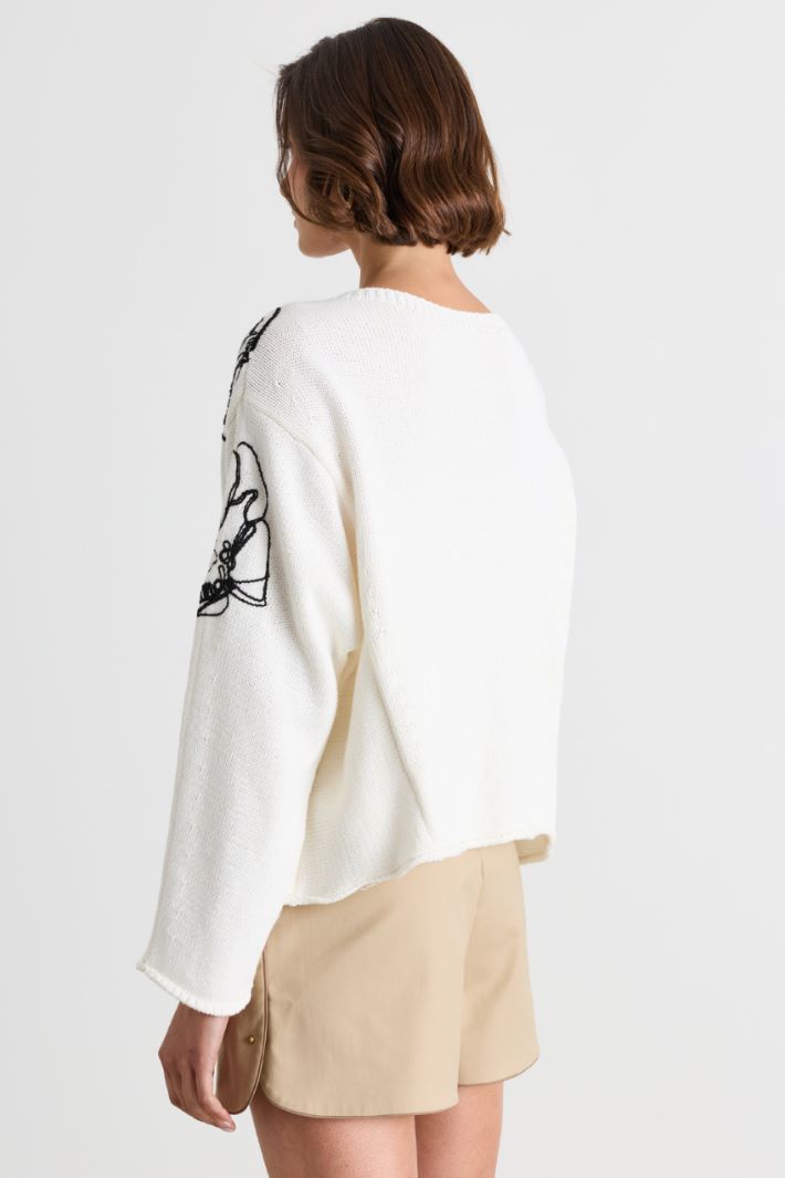 Embroidered jumper - WHITE - Intrend - 4