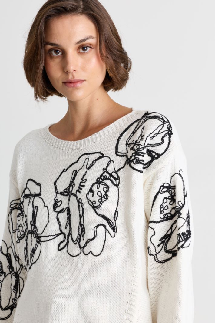 Embroidered jumper - WHITE - Intrend - 3