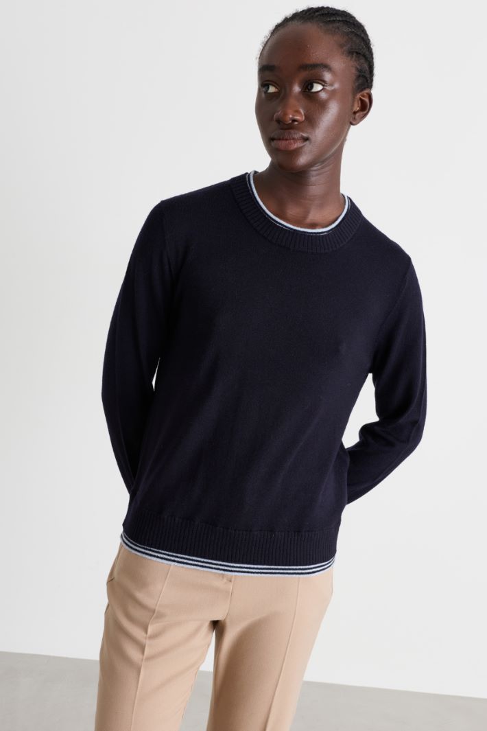 Double-Trim Jumper - BLUE - Intrend - 2