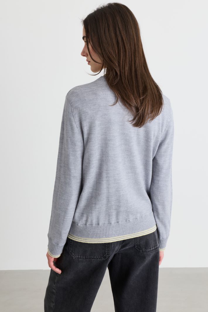 Double-Trim Jumper - GREY YELLOW - Intrend - 4