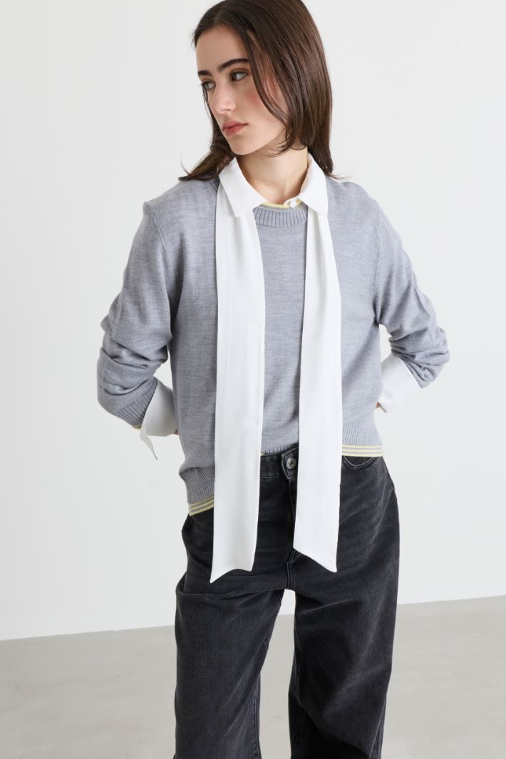 Double-Trim Jumper - GREY YELLOW - Intrend - 2