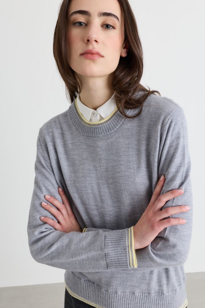 Double-Trim Jumper - GREY YELLOW - Intrend - 3