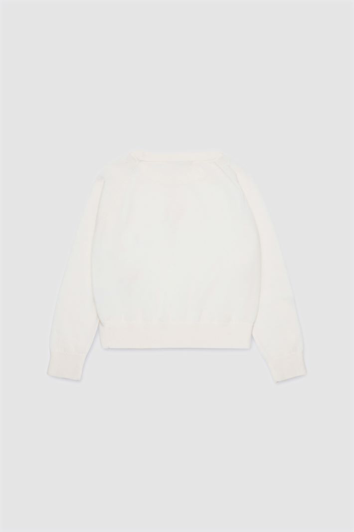 Jersey de cuello redondo con bordado - BLANCO - Intrend - 2