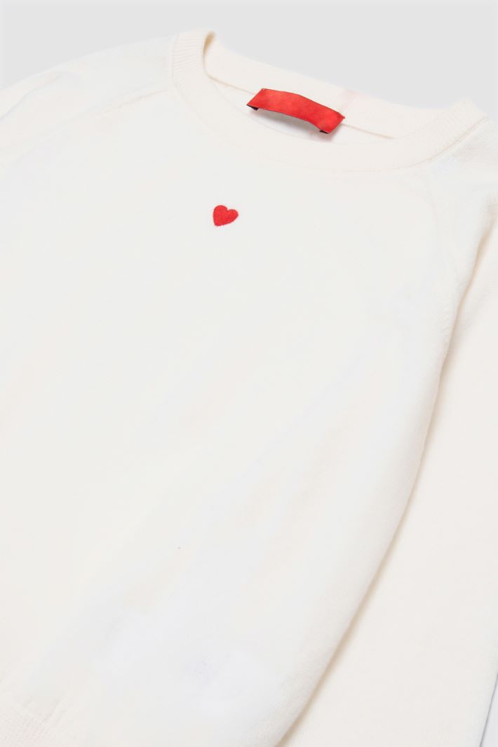 Jersey de cuello redondo con bordado - BLANCO - Intrend - 3