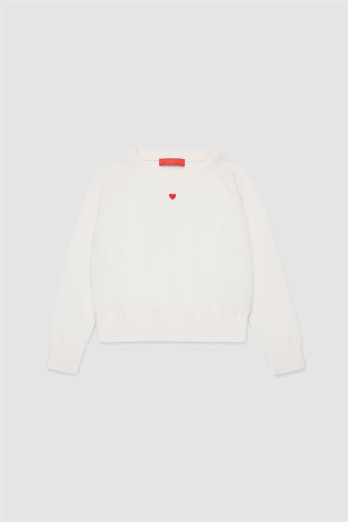 Jersey de cuello redondo con bordado - BLANCO - Intrend