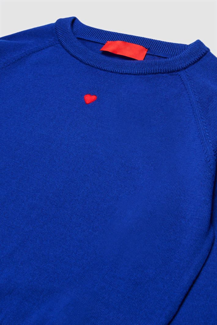 Maglia girocollo con ricamo - BLU - Intrend - 3