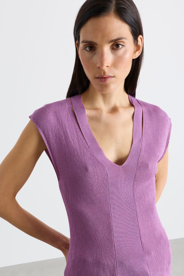 Top con dettagli a costine - VIOLA - Intrend - 3