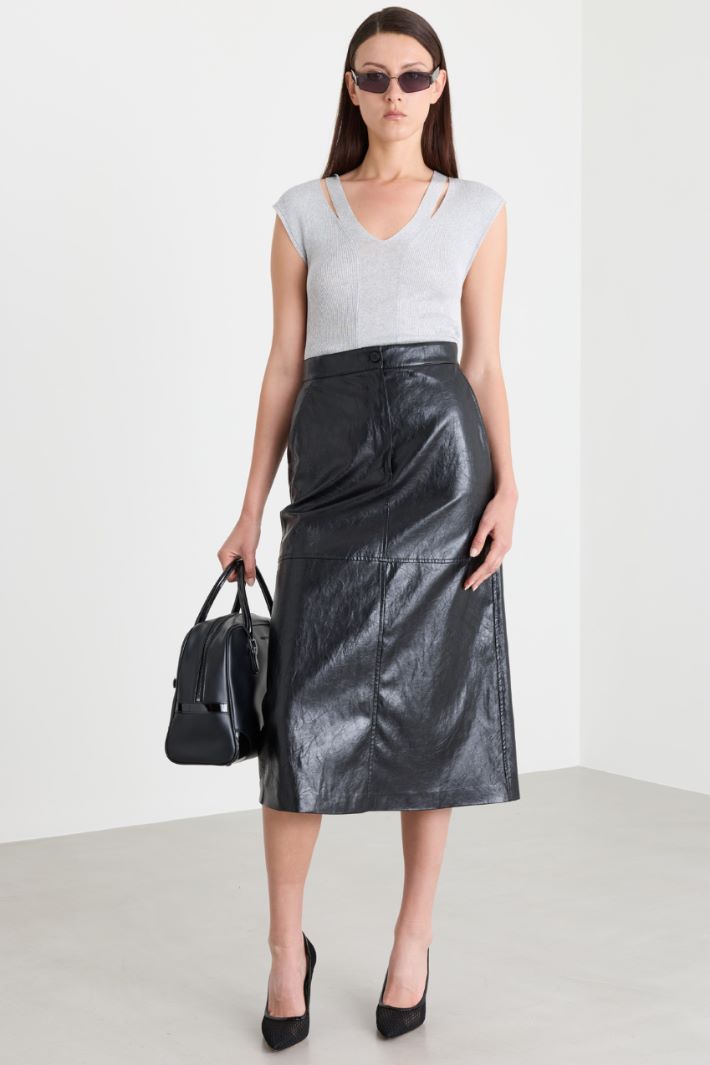 Top con dettagli a costine - GRIGIO - Intrend