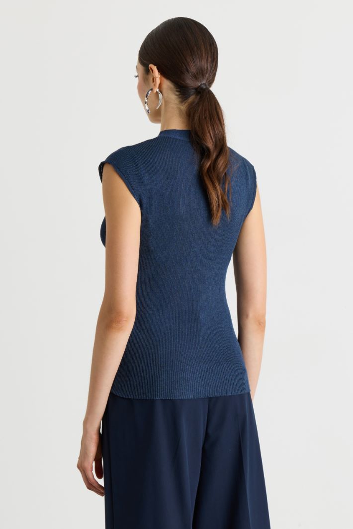 Ribbed-detail top - BLUE - Intrend - 4