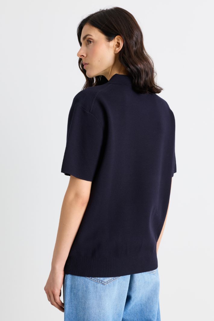 Zip-Neck Polo Shirt - BLACK - Intrend - 4