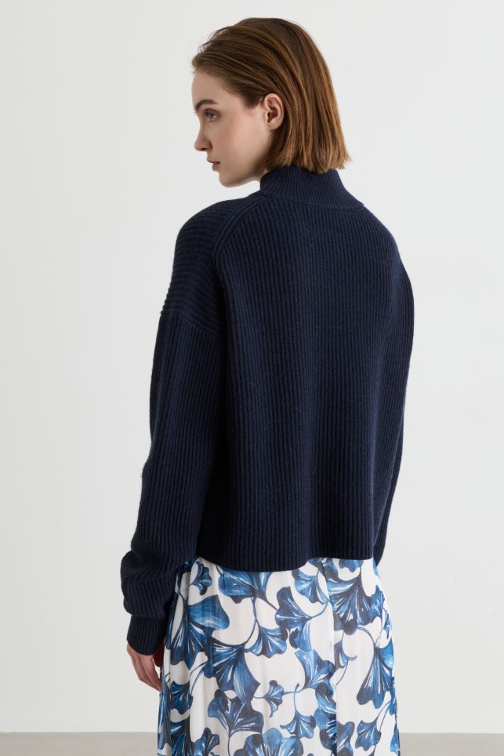 Maglia dolcevita boxy - BLU - Intrend - 4