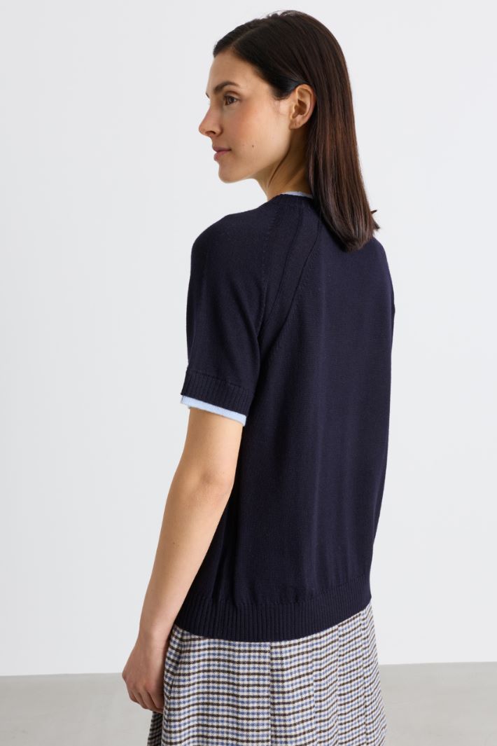 T-shirt con dettagli a contrasto - BLU AZZURRO - Intrend - 4