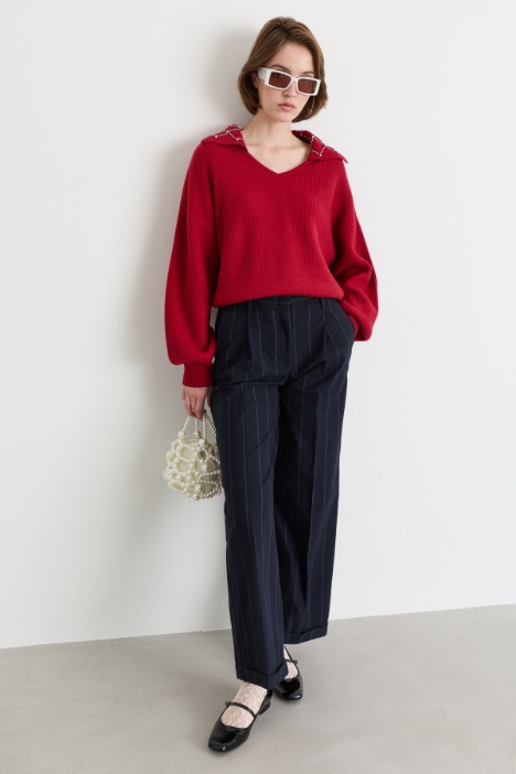 Strickpullover mit Schmuckstein-Verzierung - Intrend