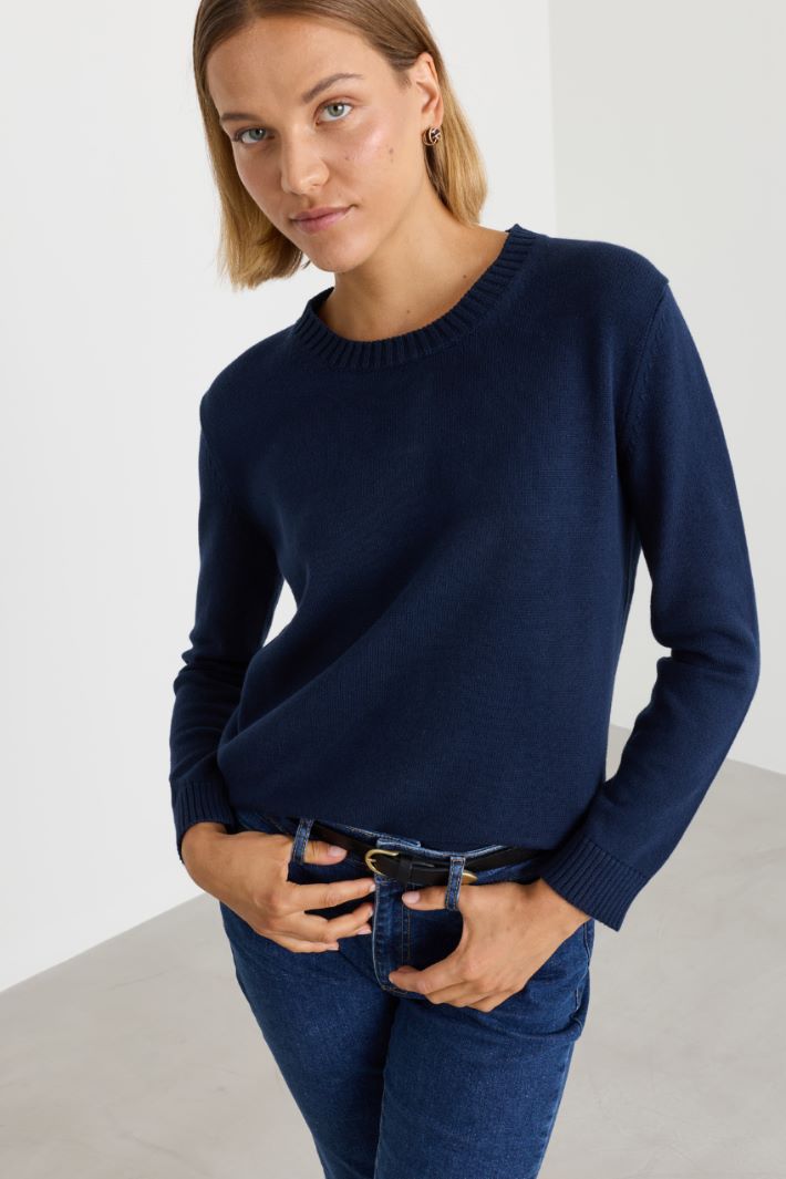 Maglia con intarsio a contrasto - BLU - Intrend - 2