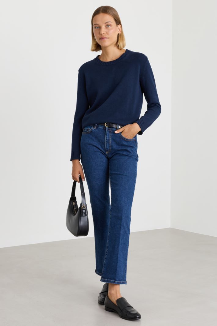 Maglia con intarsio a contrasto - BLU - Intrend