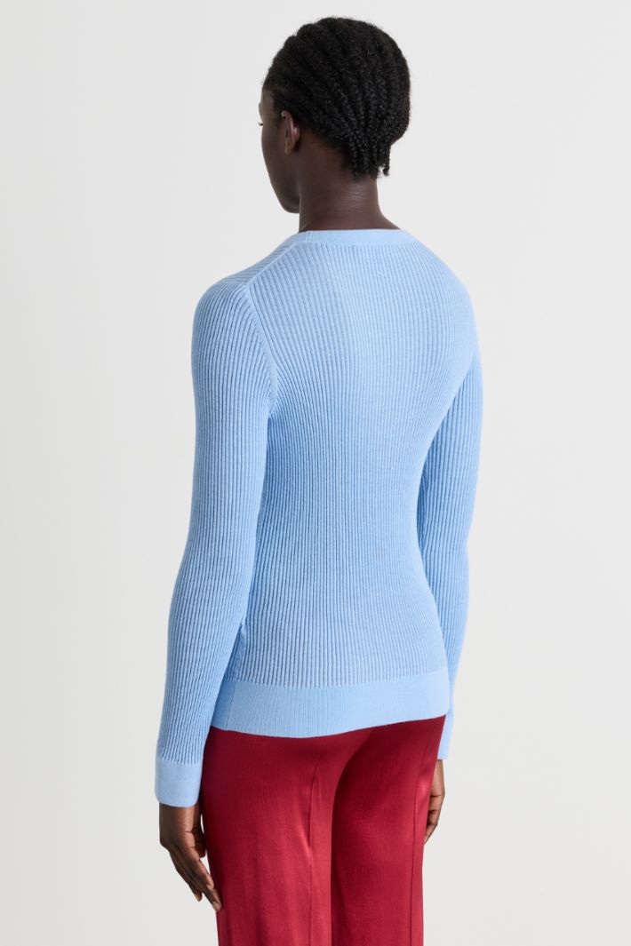 Fitted jumper with micro-sequins - LIGHT BLUE - Intrend - 4