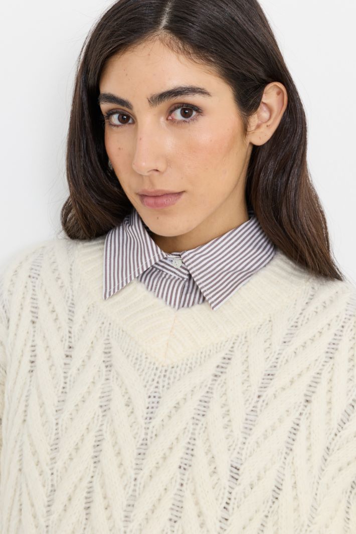 Chevron-Pullover - WEISS - Intrend - 3