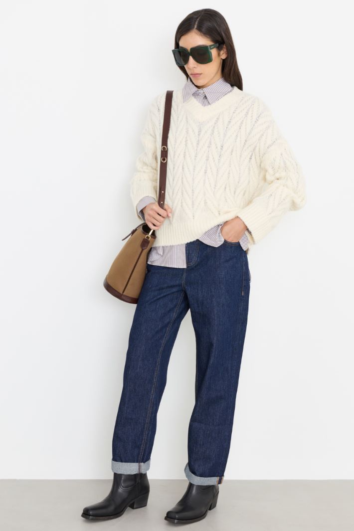Chevron-Pullover - WEISS - Intrend