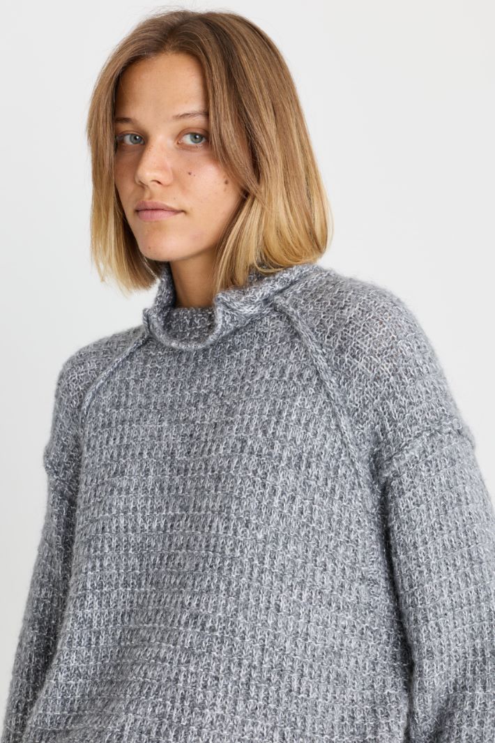 Pull en maille gaufrée - GRIS - Intrend - 3