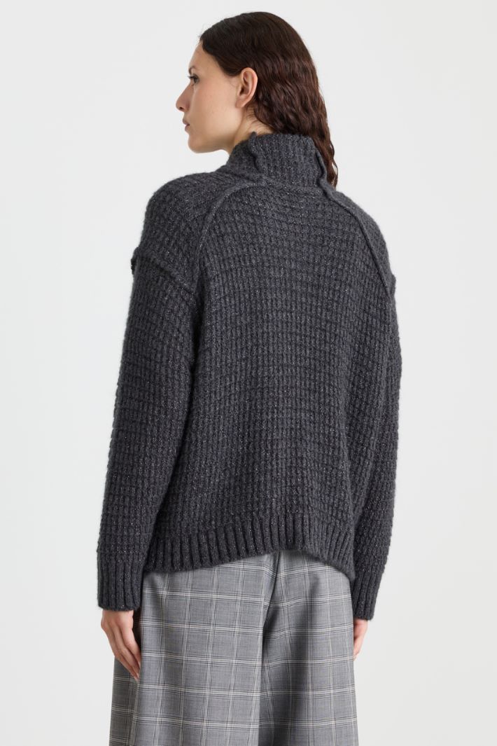 Waffle-knit jumper - GREY - Intrend - 4