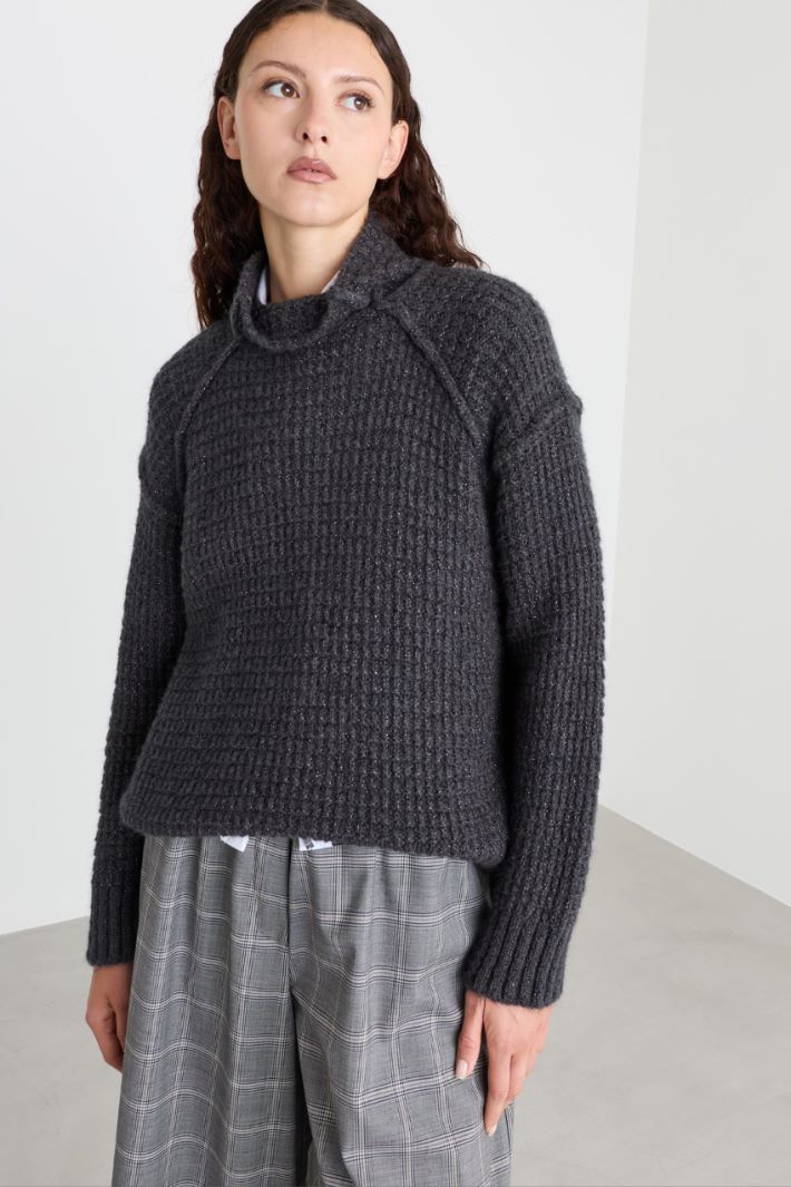 Waffle-knit jumper - GREY - Intrend - 2