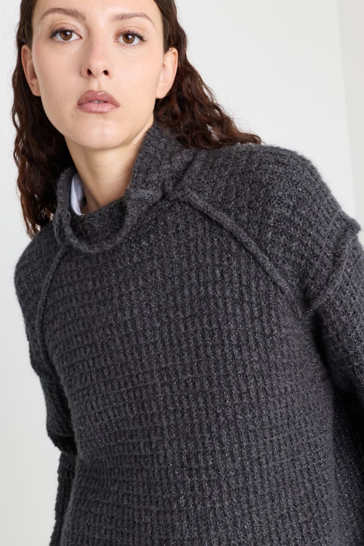 Waffle-knit jumper - GREY - Intrend - 3