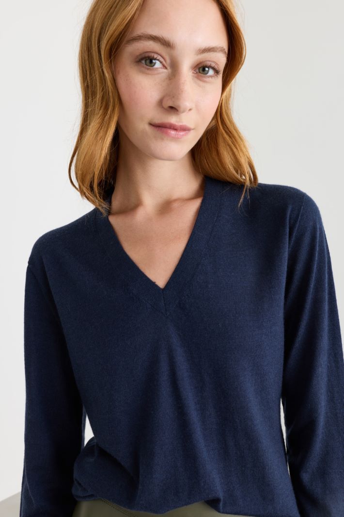 Maglia a V - BLU - Intrend - 3