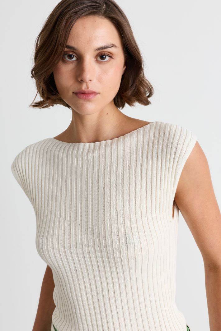 Ribbed top - WHITE - Intrend - 3