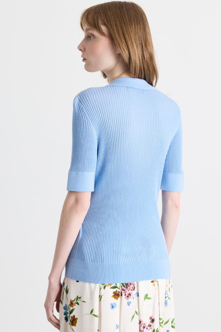 Polopullover mit Mikropailletten - HELLBLAU - Intrend - 4