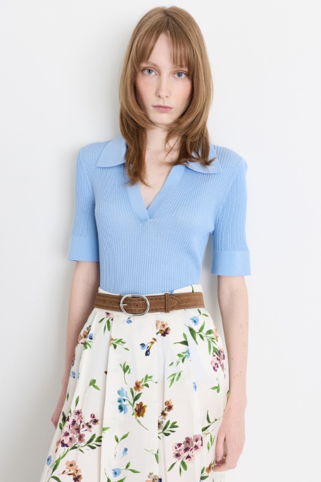 Polopullover mit Mikropailletten - Intrend