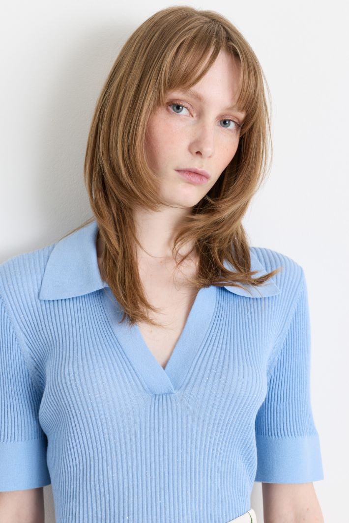 Polopullover mit Mikropailletten - HELLBLAU - Intrend - 3