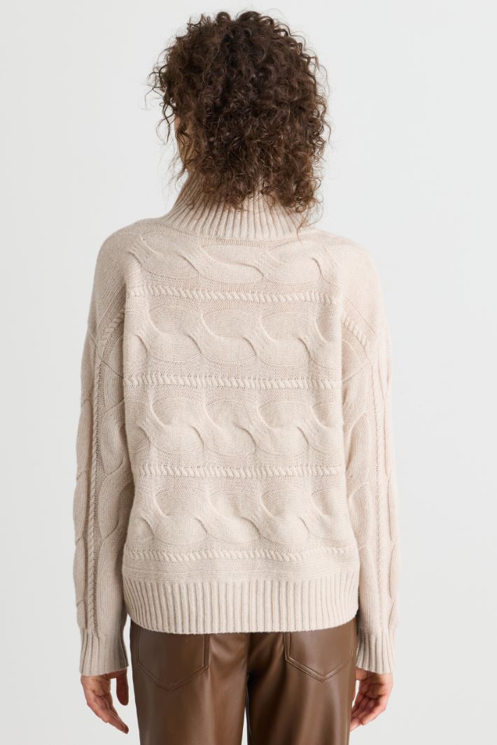 Pullover mit Zopfstrickmuster - BEIGE - Intrend - 4